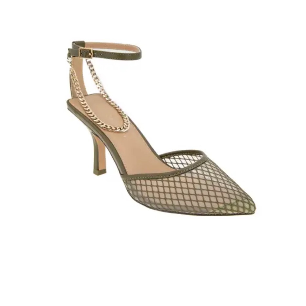 BCBGeneration Black Mesh Chain Heels